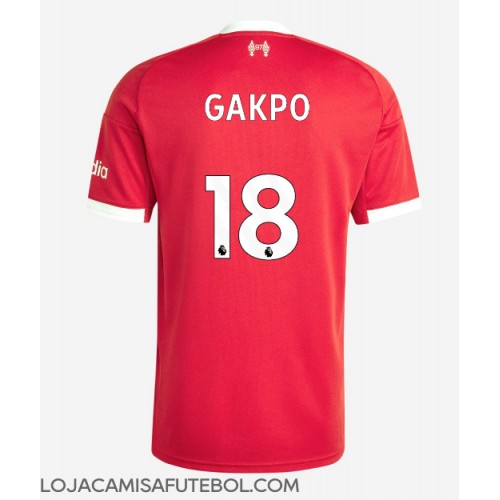 Camisa de Futebol Liverpool Cody Gakpo #18 Equipamento Principal 2025-26 Manga Curta Camisa de Futebol Liverpool Cody Gakpo #18 Equipamento Principal 2025-26 Manga Curta